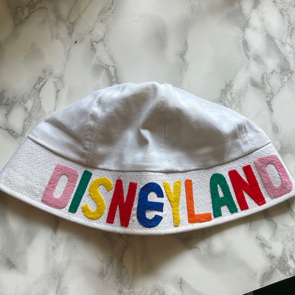 Vintage 1950s Disneyland Kids Felt Lettering Hat - Bucket Hat Sailor Disney Cap